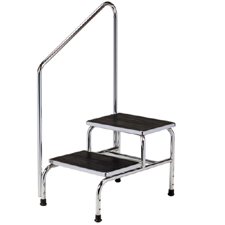 Step Stool with Handrail 2-Steps Chrome Plated S .. .  .  